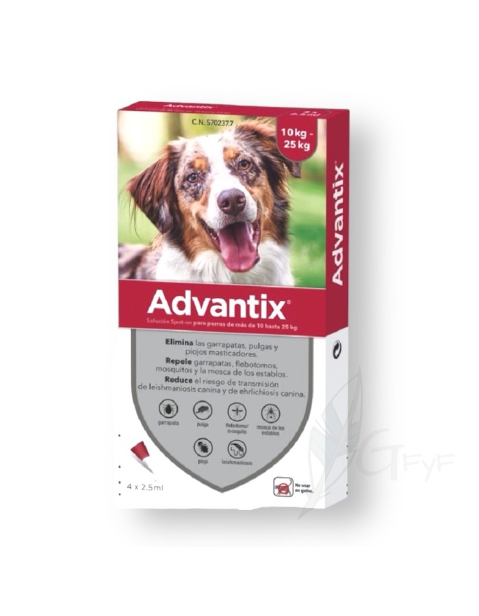 Advantix antiparasitic pipette 10-25Kg