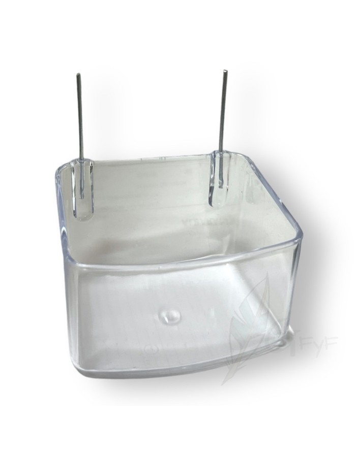 Square parrot feeder with metal hook